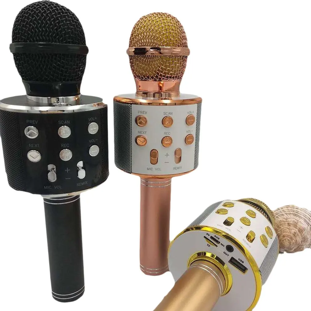Беспроводной микрофон аудио Мобильный телефон микрофоны караоке микрофон Портативный KTV караоке машина с динамиком