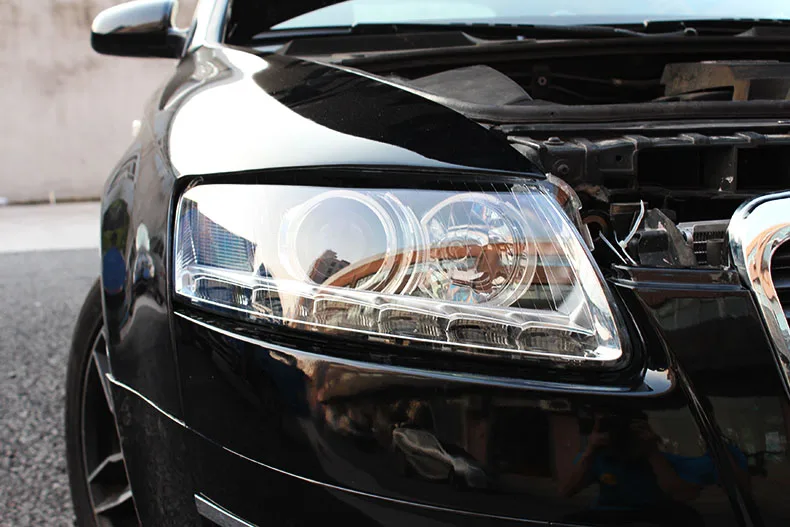 Hireno фара для 2005-2011 Audi A6 Фары для автомобиля светодиодные фары в сборе DRL ангел объектив двойной луч ксеноновые 2 шт