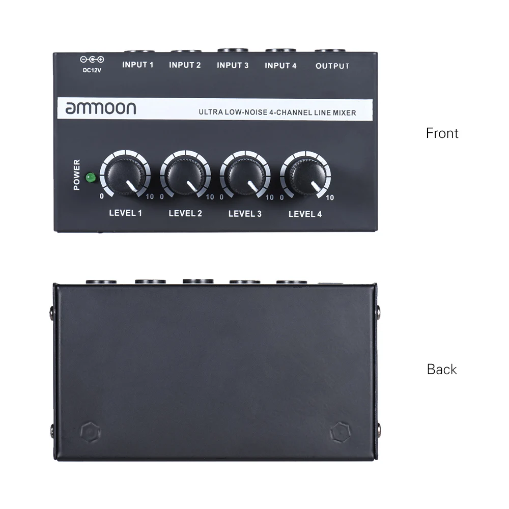 Смеситель ammoon MX400 Профессиональное аудио микшер ультра-компактный низкая Шум 4 Каналы линии моно аудио микшер с Адаптеры питания