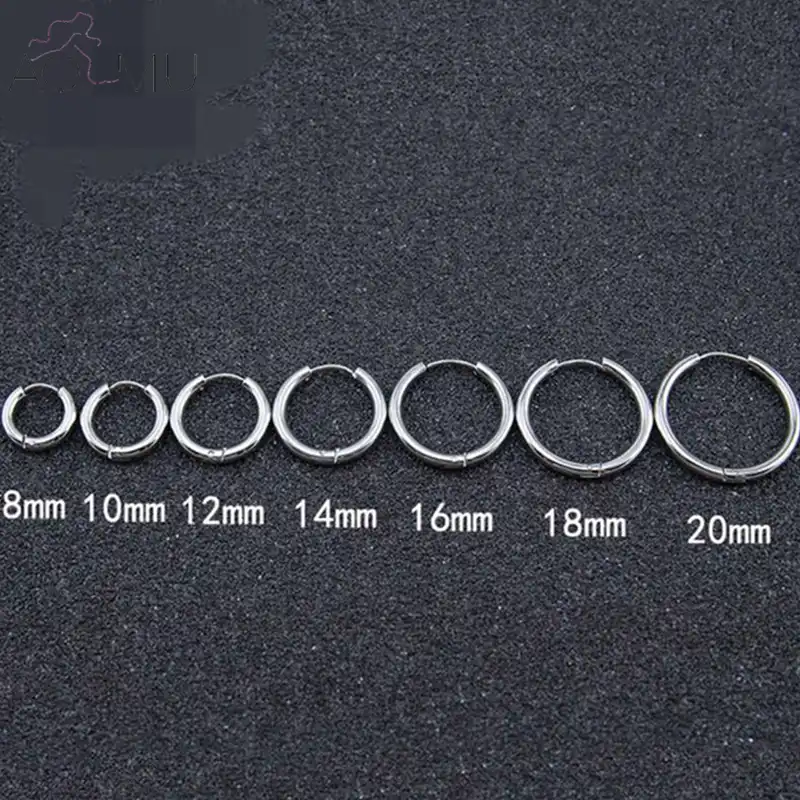 Маленькие серьги-кольца для мужчин и женщин, серебристого цвета, из нержавеющей стали, 1 пара, диаметром от 10 до 20 мм