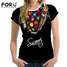 FORUDESIGNS/ летняя футболка женская лошадь футболка для девочек шоколадный узор женский с коротким рукавом футболки Camisas Femininas