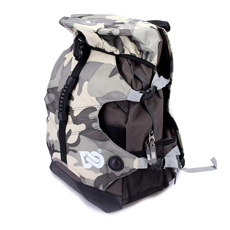GREY CAMO Встроенный рюкзак для коньков, сумка для катания на коньках, спортивные сумки для катания на роликах, походный рюкзак для взрослых, сумка через плечо - Цвет: GREY CAMO
