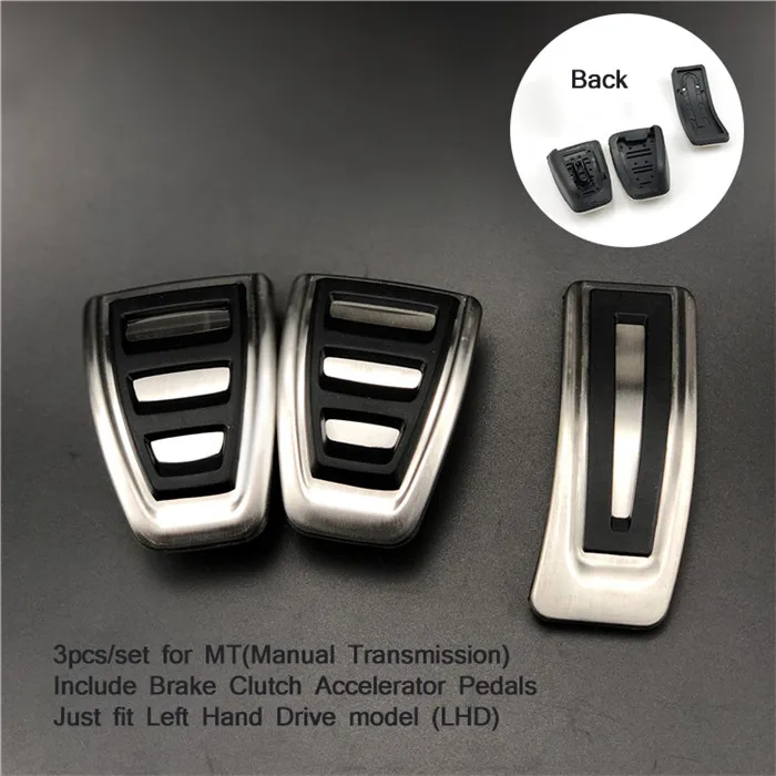 MT 3pcs For LHD Автомобильные аксессуары, ускоритель топлива, Тормозная Подножка, педали, пластина для Audi Q7 SQ7 Q8(-) для Porsche Cayenne - Название цвета: MT 3pcs For LHD