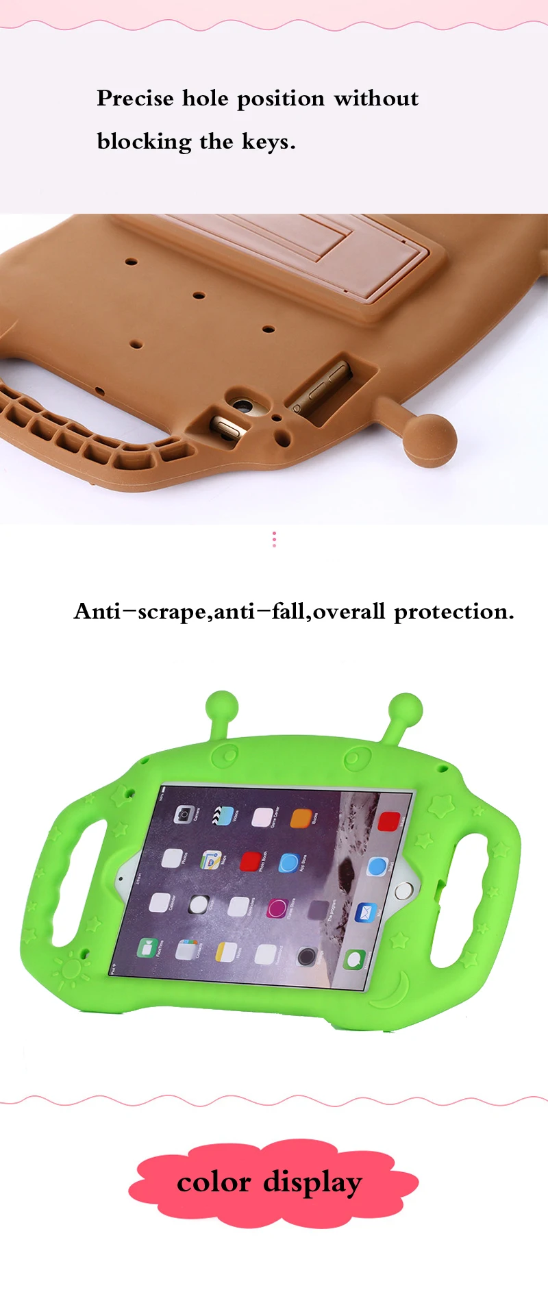 Для iPad 2018 9,7 силиконовый чужой чехол, дети милые противоударный warterproof мягкий силиконовый портативный защитный чехол с кронштейном