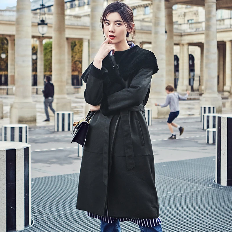 Превосходное качество, зимняя куртка из настоящей овчины, женская одежда, Корейская винтажная шерстяная куртка, двухсторонние меховые пальто Abrigo