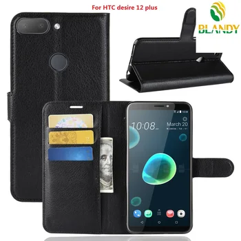 

100pcs/lot phone case For HTC desire 12 plus Litchi Lychee Wallet Leather Cover TPU case For HTC