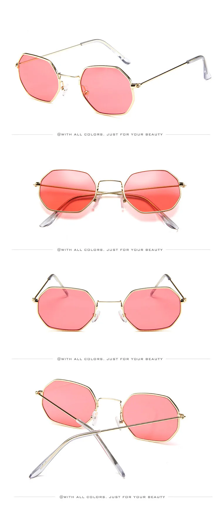 Xinfeite Солнцезащитные очки Модные индивидуальные маленькие металлические полигональные красочные UV400 летние солнцезащитные очки для мужчин и женщин X388