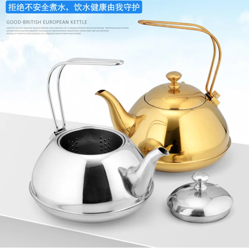Hotel Restaurant Home Tea Coffee Pot With Strainer Kettle New Thickened Stainless Steel Teapot | Дом и сад