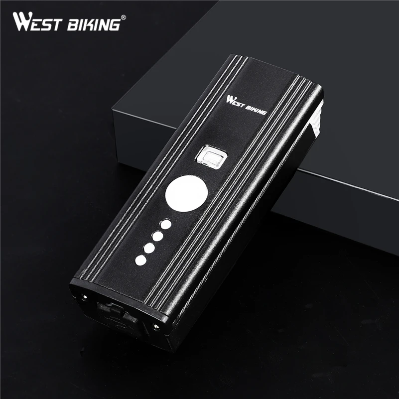 Best WEST BIKING Bike Front Light LED Flashlight With Horn USB Charging Induction Cycling Headlight Waterproof Torch Bicycle Light 5