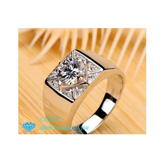 Luxury Quality NSCD Synthetic Diamond Mens Engagement Ring Rings For Men Sterling Silver | Украшения и аксессуары