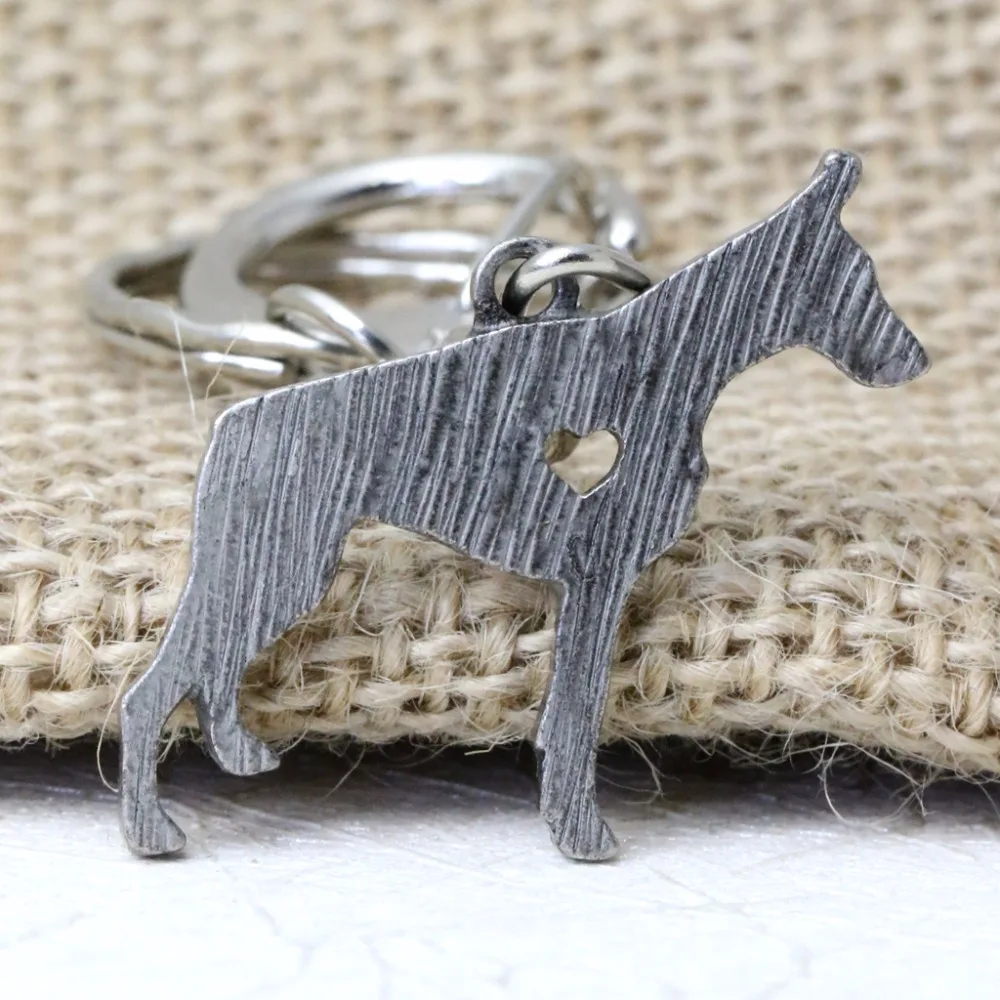 Tkuamigo الدوبيرمان سلاسل قلائد مجوهرات الحيوان شكل العتيقة الفضة لهجة النحاس مستوحاة سلسلة المفاتيح a032