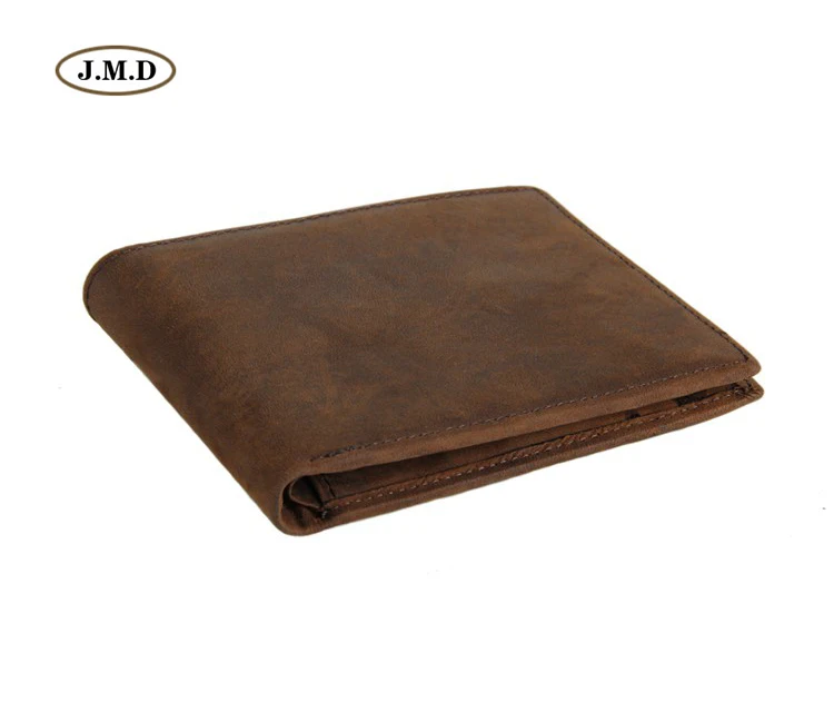 

J.M.D 100% Genuine Leather Simple Design Men's Credit Card Holder Fashion Brown Short Purse Unique Design Wallet 8047R