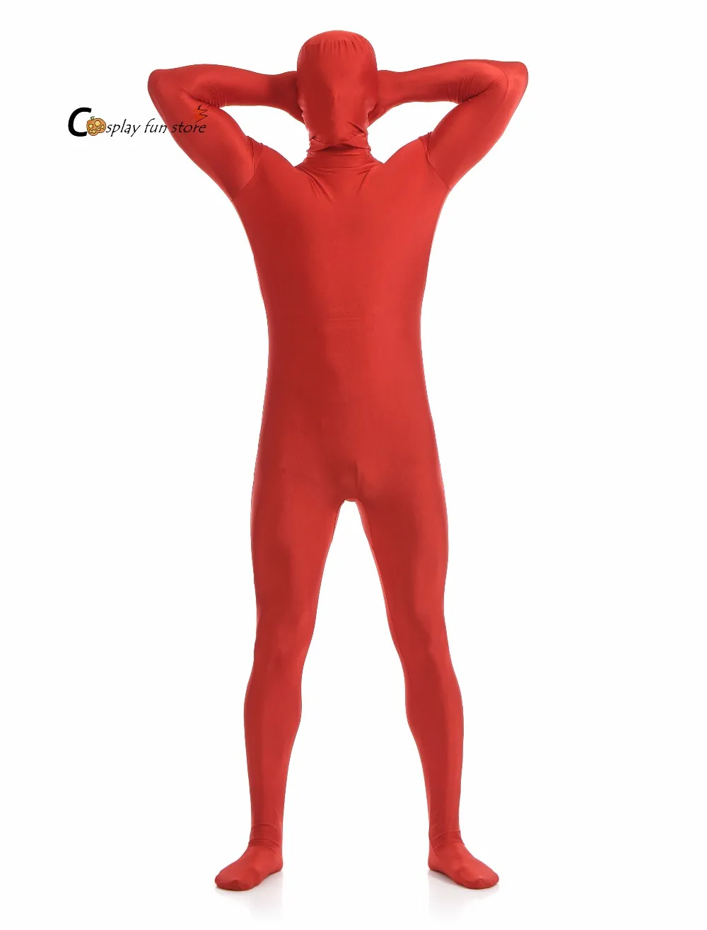 

Adult Full Body Spandex Lycra Zentai Suit Orange Red Tight Suits Pure Color Halloween Party Unitard