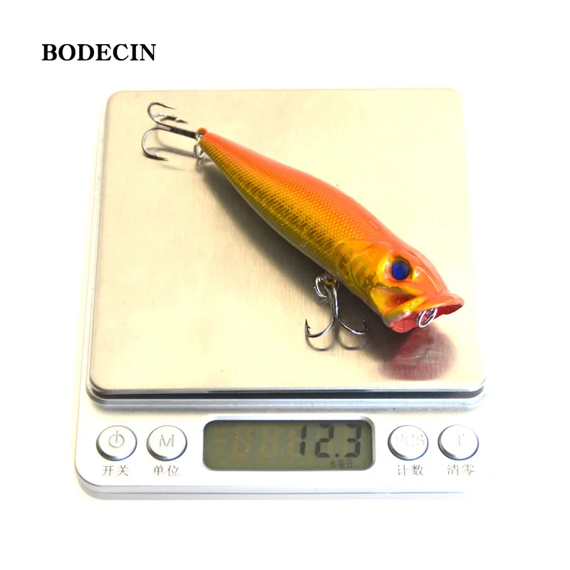 Fishing Lures Poper Hard Artificial Laser Bait 5pcs Topwater Floating Poper Lure Hooks Crank Wobblers Tackle Tool 3D Eyes Fish (6)