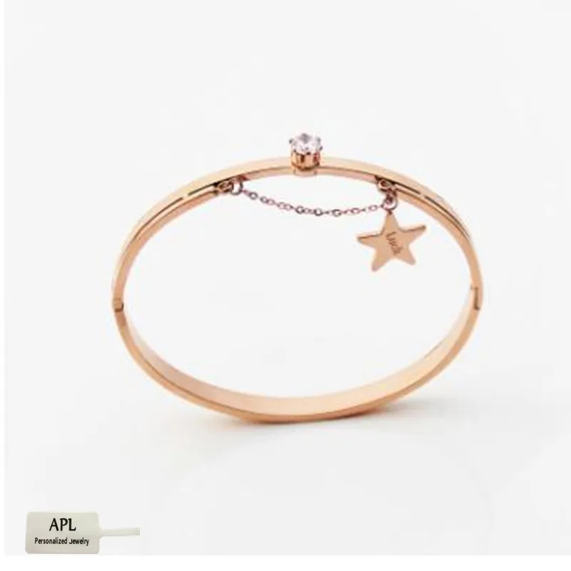 

APL - Fashion European and American Five Star Rings Stainless Steel Rose Golden Lady Gift Bangles
