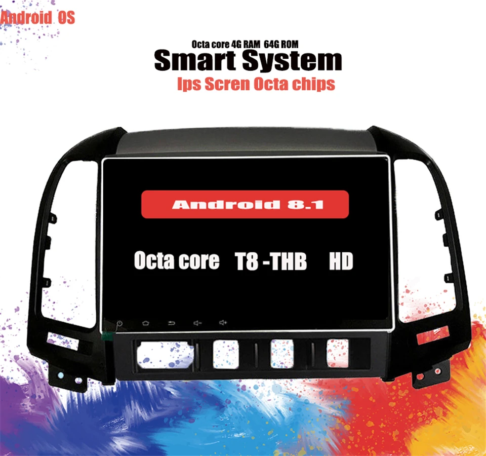 Flash Deal 9" IPS Octa Core 4G Android 9.1 4GB RAM 64GB ROM Car DVD Player Radio GPS Navigation For Hyundai Santa Fe 2007-2012 Head Unit 1