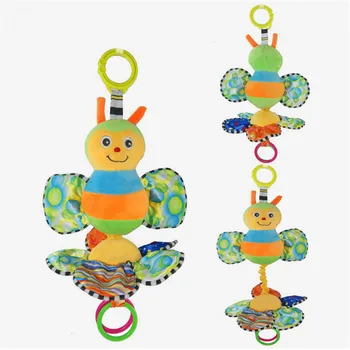 

Creative Educational Toy Teether Infant Plush Mobile Baby Toy Crib Car Music Baby Rattles Cartoon Bee Baby Rattles Mobiles Gift