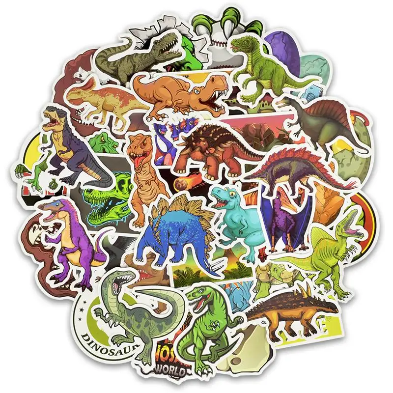 

50Pcs Cool Dinosaur Stickers Cartoon Animals Stickers Scrapbooking Kids Toy Sticker For Travel Case Laptop Phone Suitcase DIY