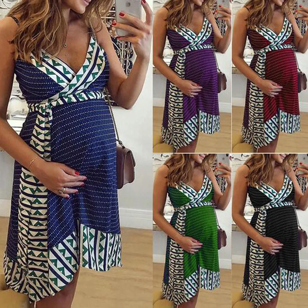 MUQGEW женское платье беременности и родам Подставки для фотографий в полоску платья для Пижама для беременных Грудное вскармливание летнее платье с низким вырезом на спине платье для беременных