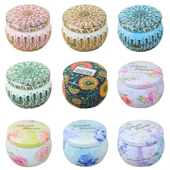 

1PC Tinplate Multifunction Floral Box Storage pink Powder Can Round Caddies for Kitchen Cans Container Tea Boxes Jar