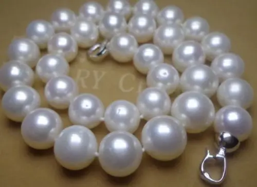 

FREE SHIPPING HOT sell new Style >>>>HUGE 13-15MM SOUTH SEA GENUINE WHITE PEARL NECKLACE 18