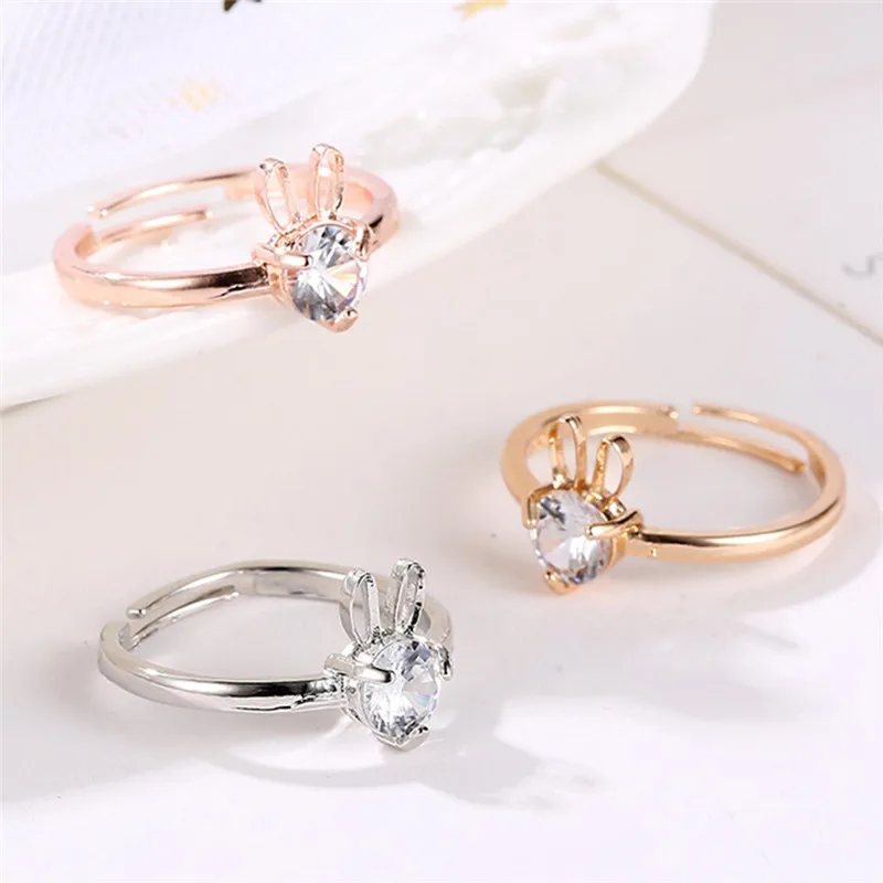 Pinksee Wholesale Lots 5pcs Rhinestone Zircon Silver lated Ring Jewelry for Women Girl Gift