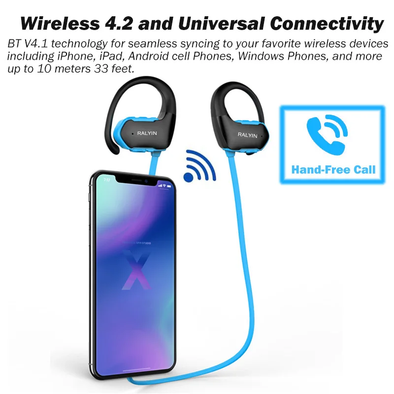 Спортивные Bluetooth наушники raliin M2 mp3 плеер без потерь 8 Гб встроенной памяти с
