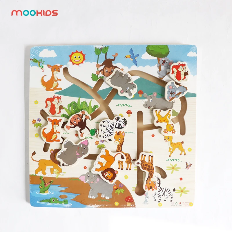 

Mookids Montessori Wooden Sliding Puzzle Maze Educational Toys For Children Forest Maze Early Learning Intelligence Kids Toys