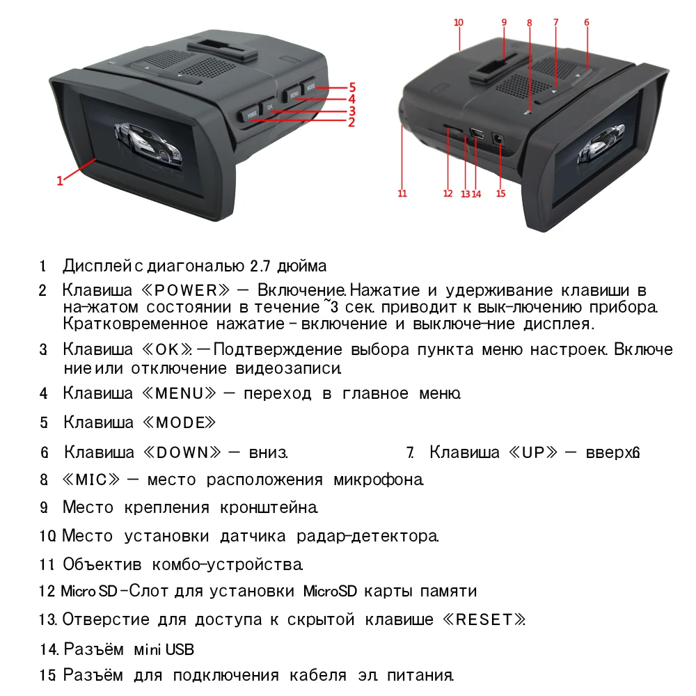 Dash Cam Автомобильный видеорегистратор Камера 3 в 1 Радар-детектор с gps ночного видения 140 градусов угол Русский Автомобильный видеорегистратор Камера