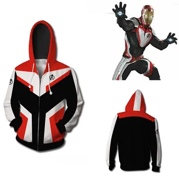 

2019 new Avengers Endgame Quantum Realm Sweatshirt Jacket Advanced Tech Hoodie Cosplay Costumes superhero Iron Man Hoodies suit