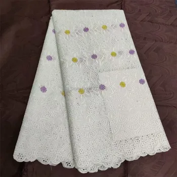 

Best Quality African Lace Fabric White Swiss Voile Lace High Quality Hollow Out Pure Cotton French Mesh Lace Fabric Material 1FQ