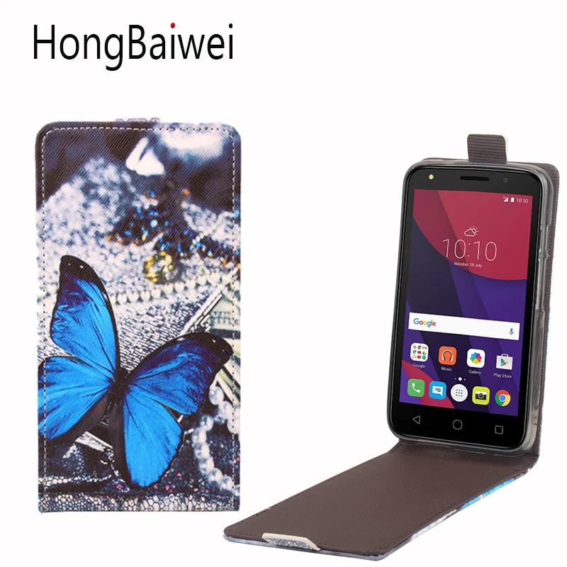 

HongBaiwei For Alcatel One Touch Pixi 4 5045X Case Girls Butterfly Pattern Vertical Flip Leather Phone Case Cover