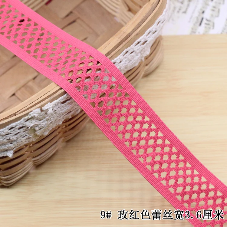 36mm rose Эластичные ленты более дизайн цветочный край 1 м/лот стрейч Подрезка кружевной ленты отделка Домашняя одежда вышитые ремесла украшения - Цвет: 36mm rose