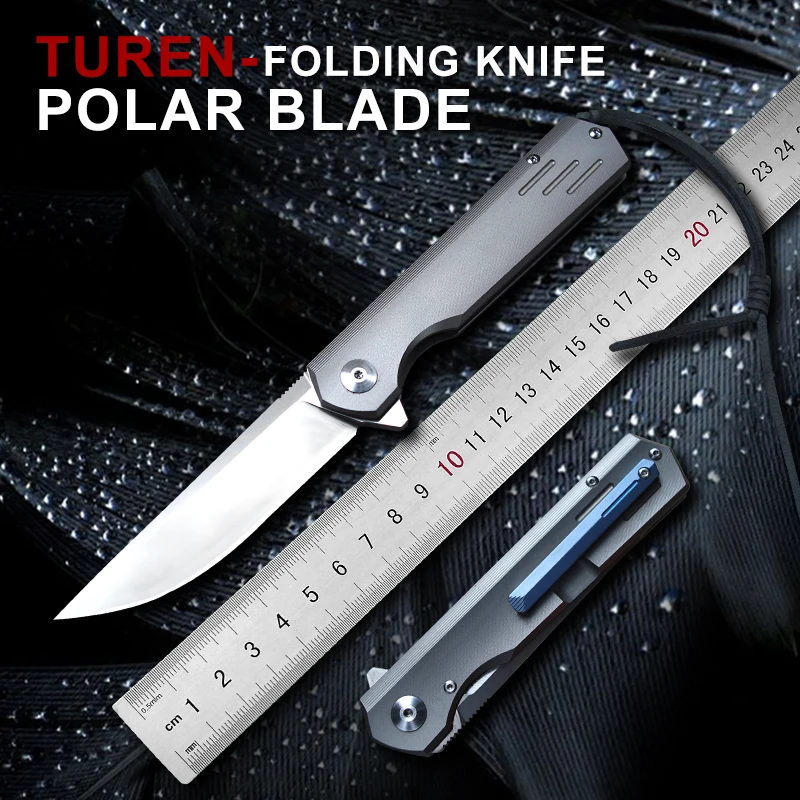 

TUREN-CPM-M390 Folding Knife TC4 Titanium Alloy Handle Razor Outdoor Tools Tactical Survival EDC Hunting Camping Pocket Knives