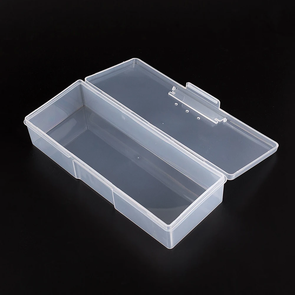 Пластиковая прозрачная коробка для хранения инструментов для ногтей Стразы для ногтей, украшения, буферные файлы Шлифовальные, органайзер, чехол, инструменты для маникюра
