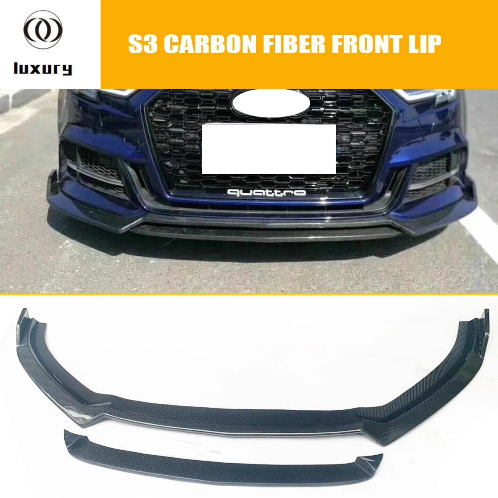 

S3 Carbon Fiber Front Bumper Lip Protector for Audi A3 S-line & S3 Only 2017 2018 2019 Auto Racing Car Front bumper Spoiler