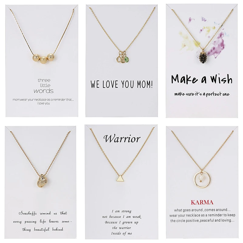

Fashion Imitation Pearl Geometric Circle Bead Star Necklace For Women Gold-color Chains Pendant Message Card Best Gift Jewelry