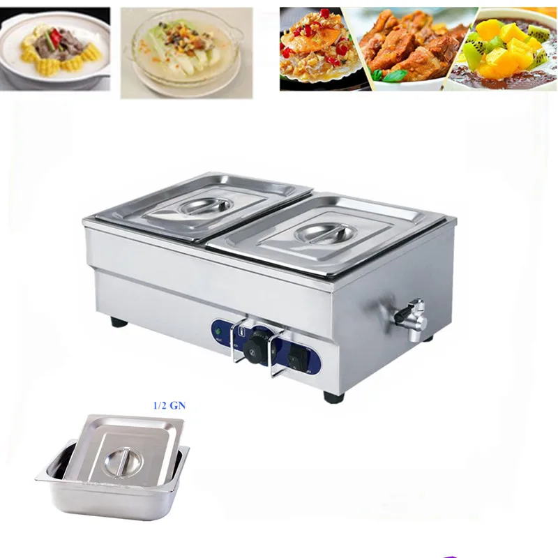 

1 Piece Stainless Steel Table Top Bain Marie Commercial Electric Buffet Container Wet Heat Soup Tray Equipment