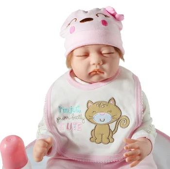 

55cm Full Body Silicone Reborn Girl Baby Doll Toy Lifelike Newborn Babies Doll Cute Birthday Gift Bathe Toy