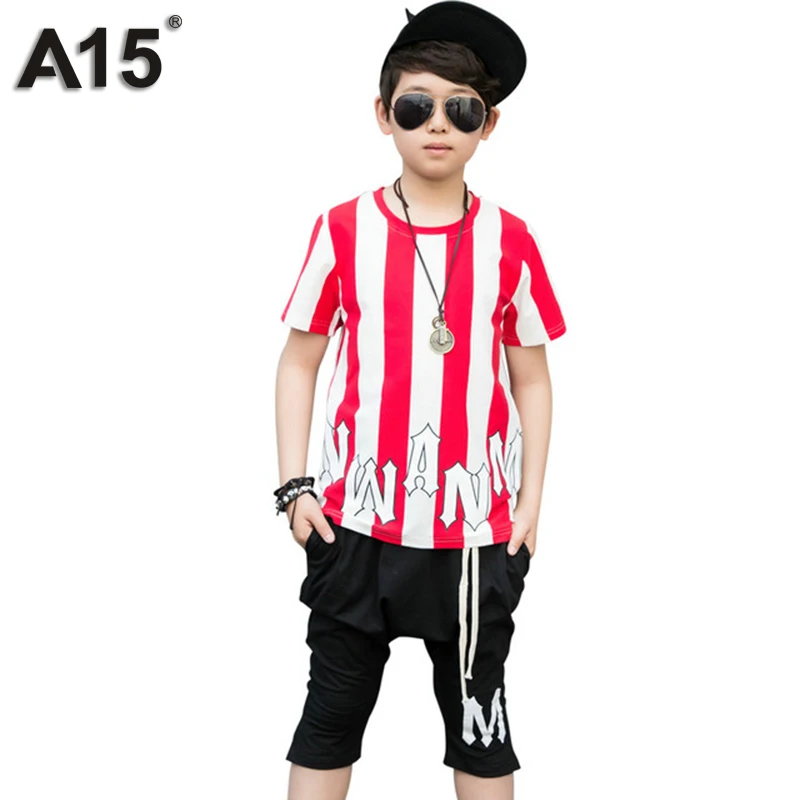 

A15 Kids Boys Set Summer 2017 Boys Clothes Set Shirt Trousers Sports Wear Toddler Boys Clothing Tracksuit Size 6 8 10 12 16 Year