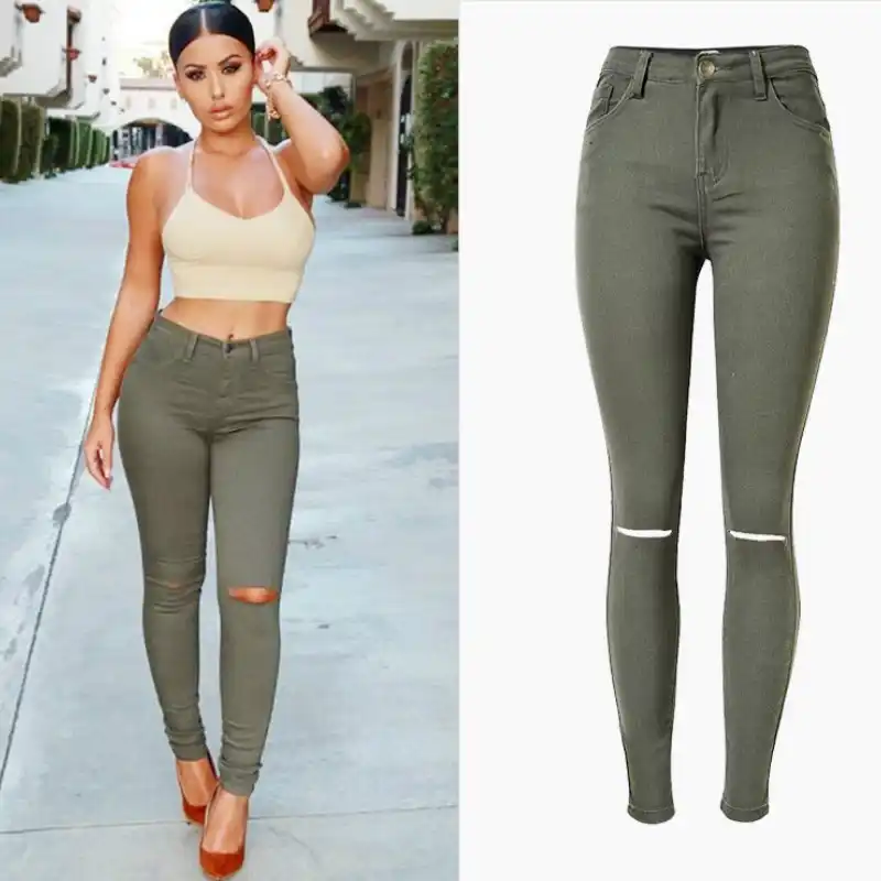 green skinny jeans outfit