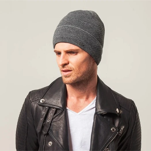 Adofeeno новые мужские зимние шапочки Skullies Beanies для мужчин вязаные шапки модная зимняя в стиле бини шерстяные шапки качество - Цвет: Gray 2