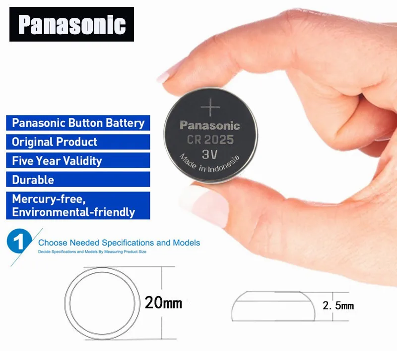 Panasonic cr2025 аккумуляторы таблеточного типа 2 шт./лот cr 2025 3V литиевая Батарея для часы с калькулятором Вес весы