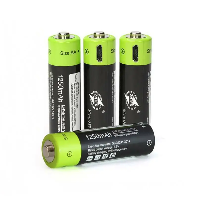 GTF 1,5 V AA батарея 1250mAh перезаряжаемая литий-полимерная батарея 2/4 pcs батареи с микро USB кабель быстрой зарядки