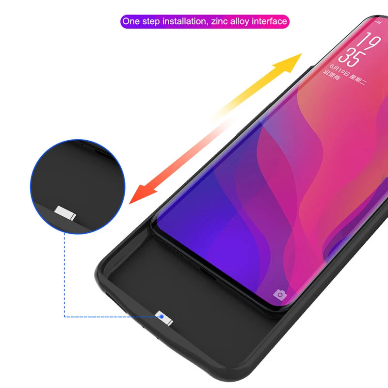ZKFYS 6800mAh Ultra Thin Portable Power Bank Pack Battery Charger Case For OPPO Find X Fast Power Charger Battery Case