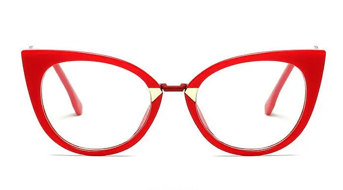 CCSPACE, женские очки кошачий глаз, оправа для женщин, фирменный дизайн, оптические очки, металлические дужки, модные очки 45045 - Цвет оправы: C5 red clear