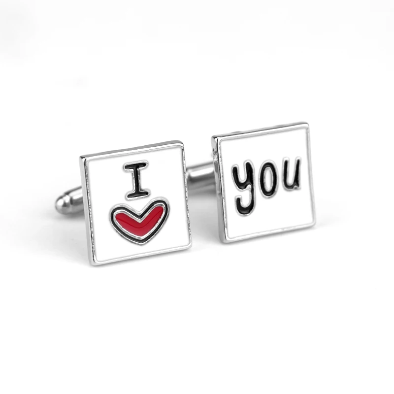 Fashion I Love You Cufflink for men I Love My Wife Design Good Husband Cuff Link Men Shirt Charm Zinc Alloy Cufflinks Wholesale photo