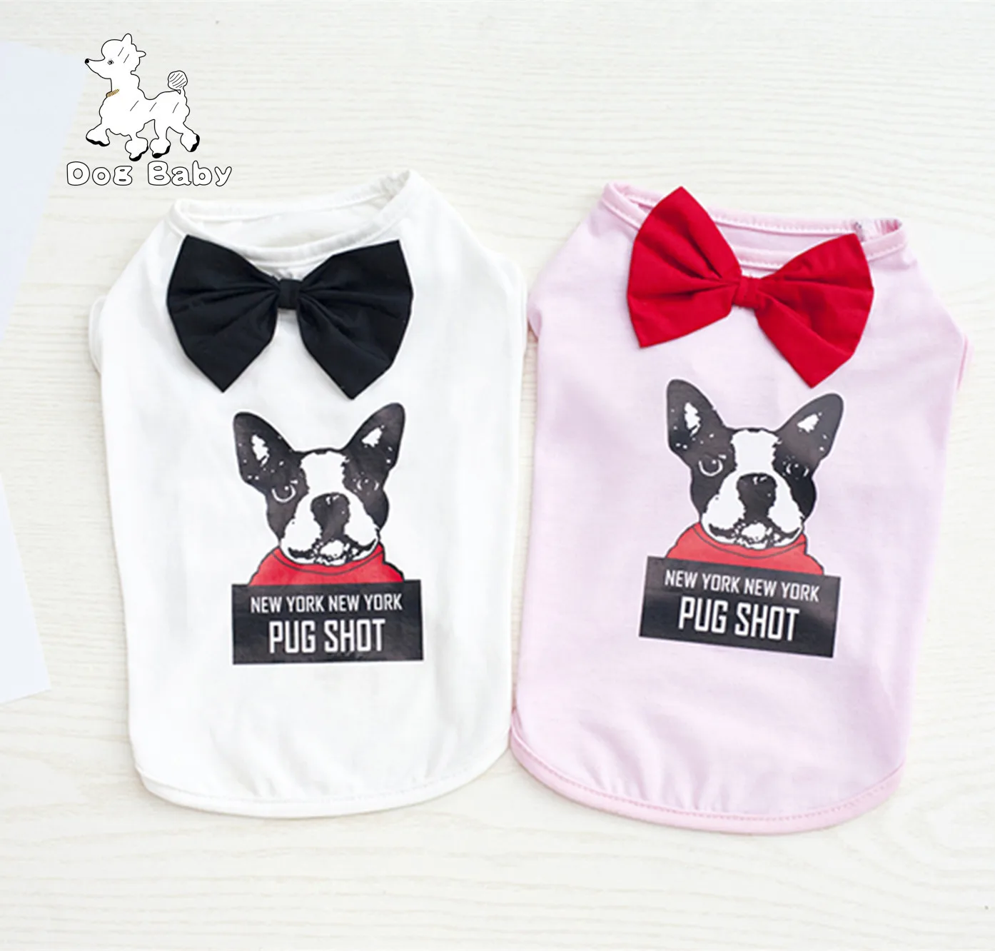 

New Arrival On Sale Dog Pattern Design Sleeveless Pet Dog Spring/summer Vest Shirt Clothes Gentalman Style Dogs Apparel