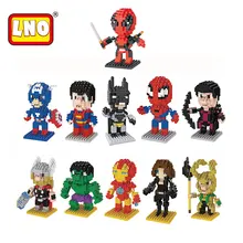 Nanoblock mini super heroes figuras de ação hulk capitão américa batman spiderman ironman micro brinquedos tijolos de plástico quente para as crianças