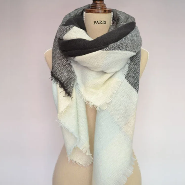 140x140cm Za winter acrylic cashmere font b tartan b font plaid scarf brand blanket shawl designer